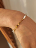 Rippled Pearl Bracelet in Gold — Svelte Chic