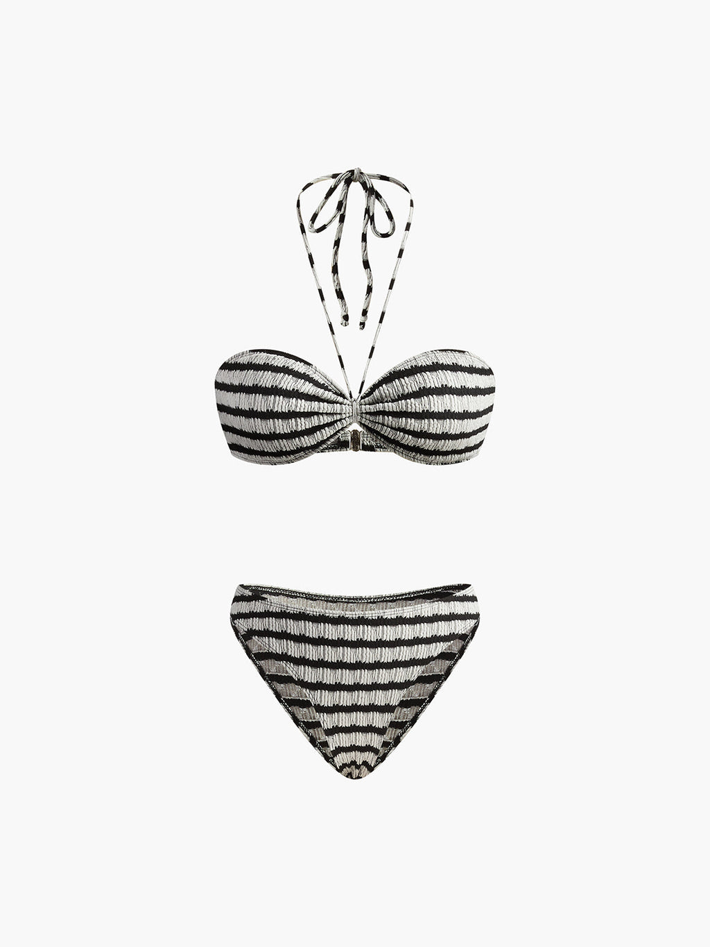Striped Halter Bikini Set in Black & White — Svelte Chic
