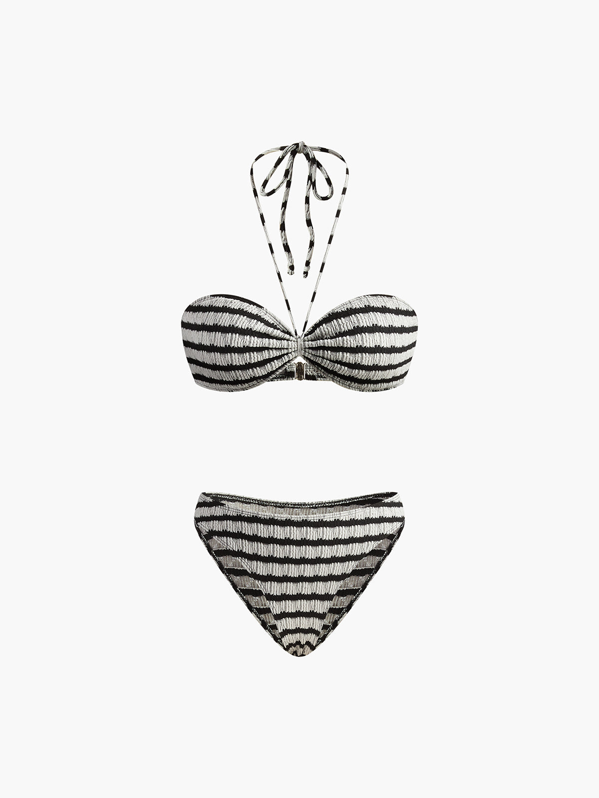 Striped Halter Bikini Set in Black & White — Svelte Chic