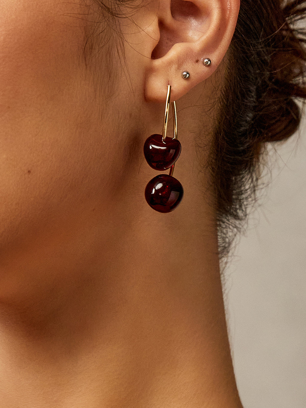 Cherry Charm Drop Earrings in Burgundy — Svelte Chic