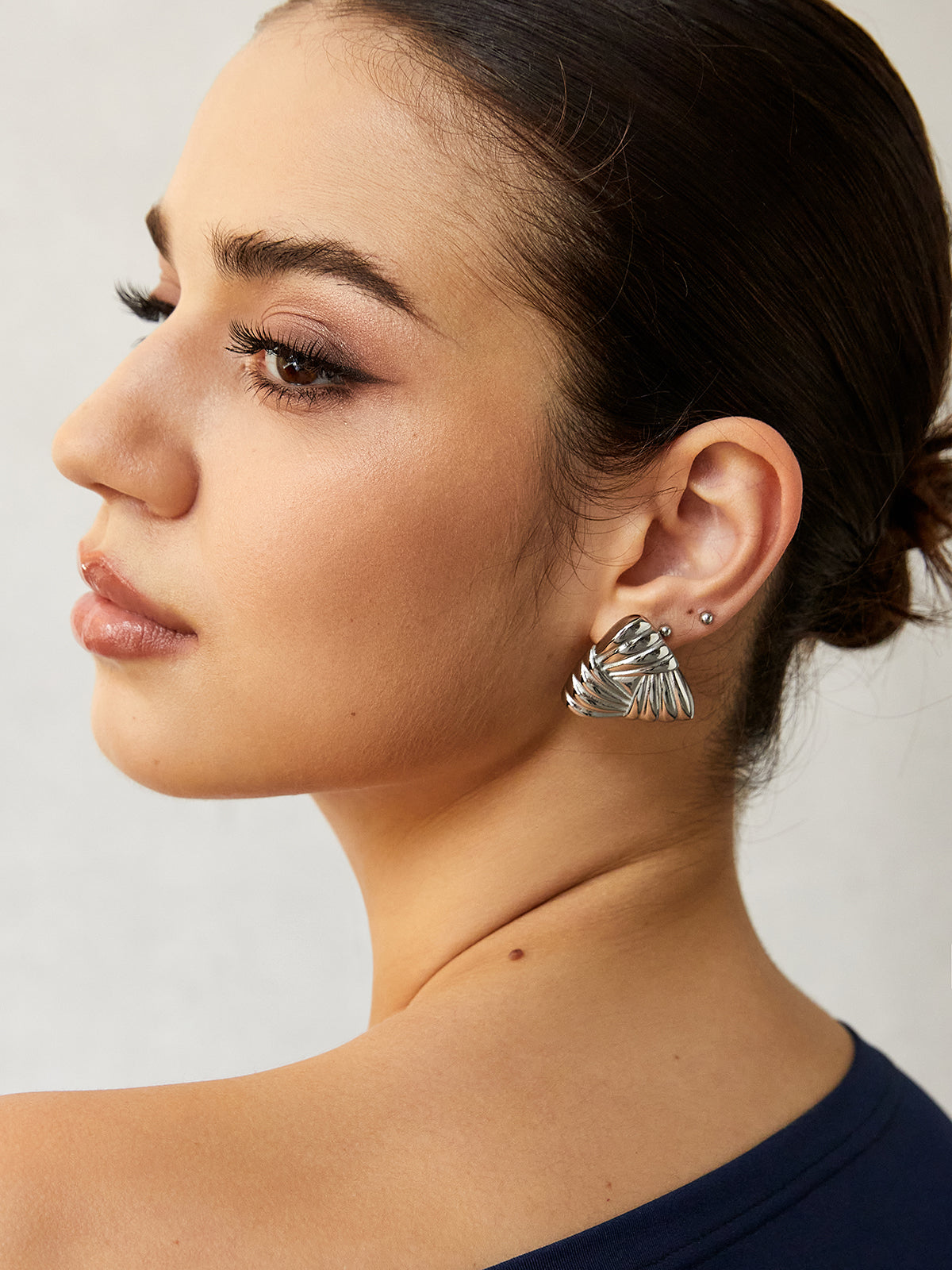 Braided Triangle Earrings — Titanium Steel — Svelte Chic