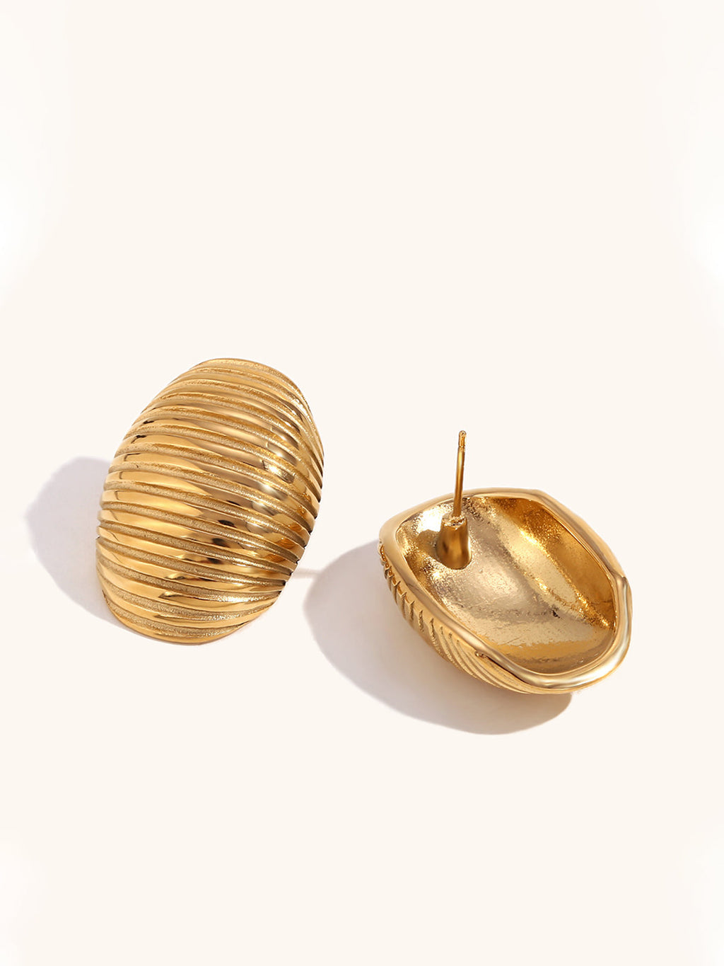 Ribbed Half Hoop Earrings in Gold — Svelte Chic
