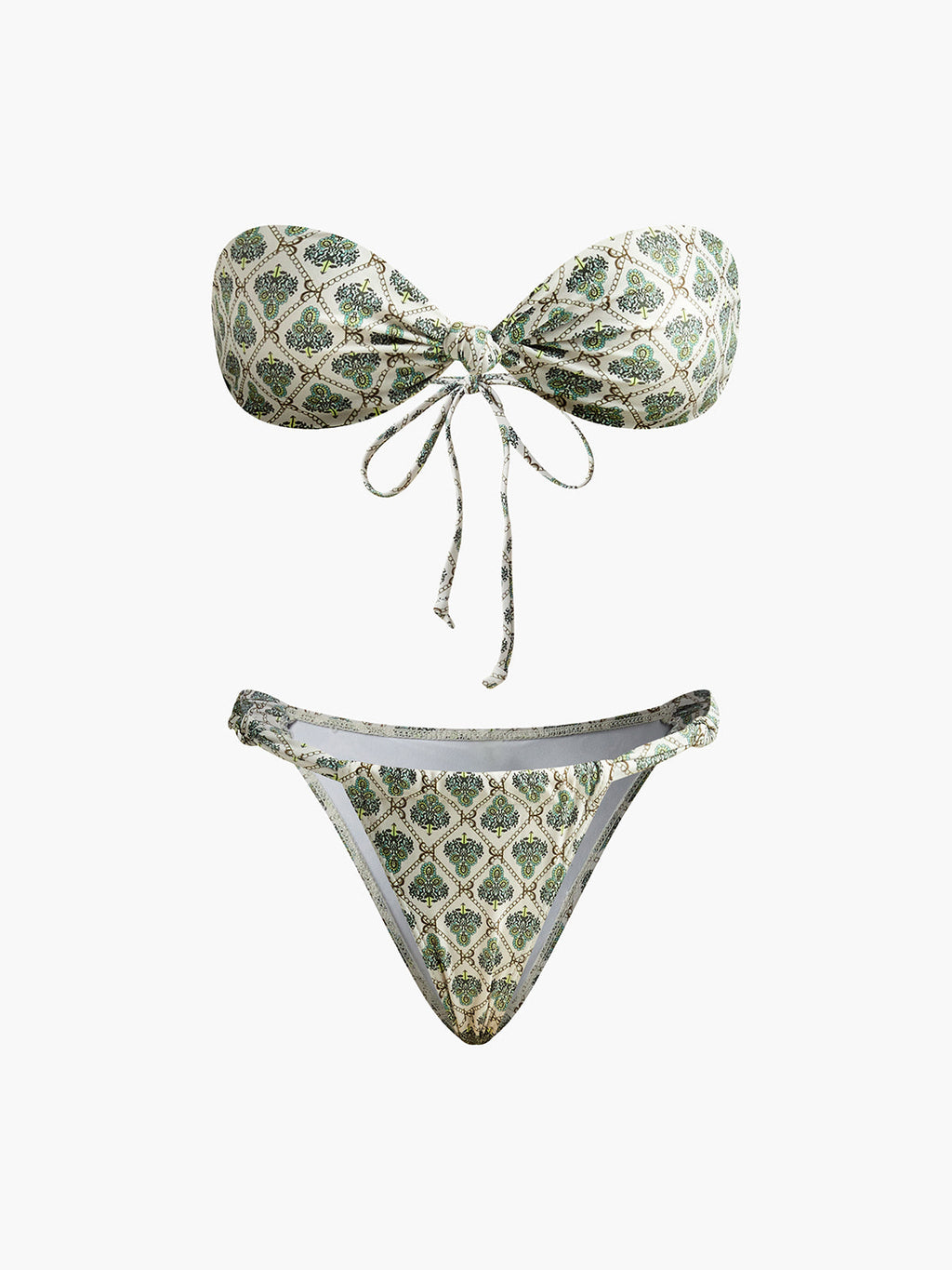 Print Strapless Bikini Set in Multicolor — Svelte Chic