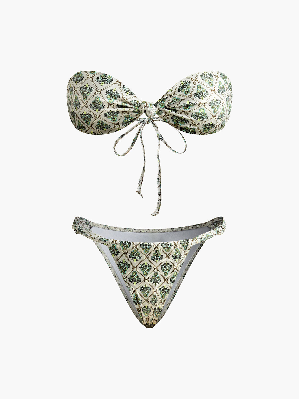 Print Strapless Bikini Set in Multicolor — Svelte Chic