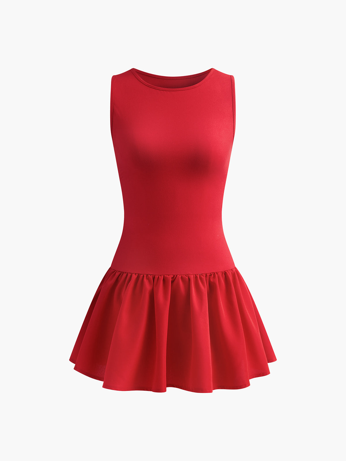 Pleated Panel Sleeveless Mini Dress in Red — Svelte Chic