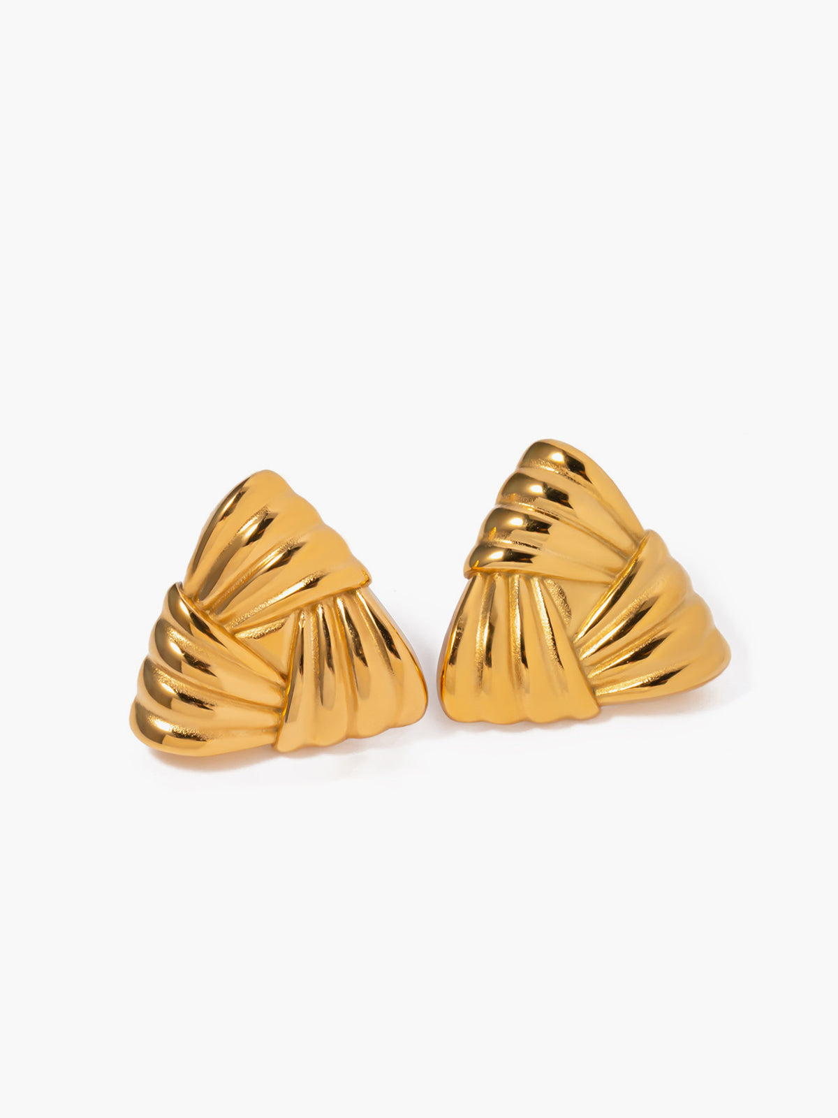 Braided Triangle Earrings — Titanium Steel in Gold — Svelte Chic