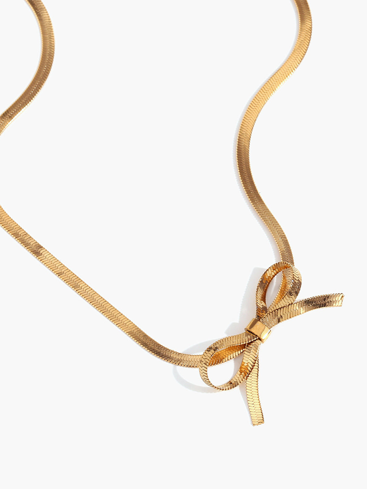 Gold Bow Necklace — Titanium Steel in Gold — Svelte Chic