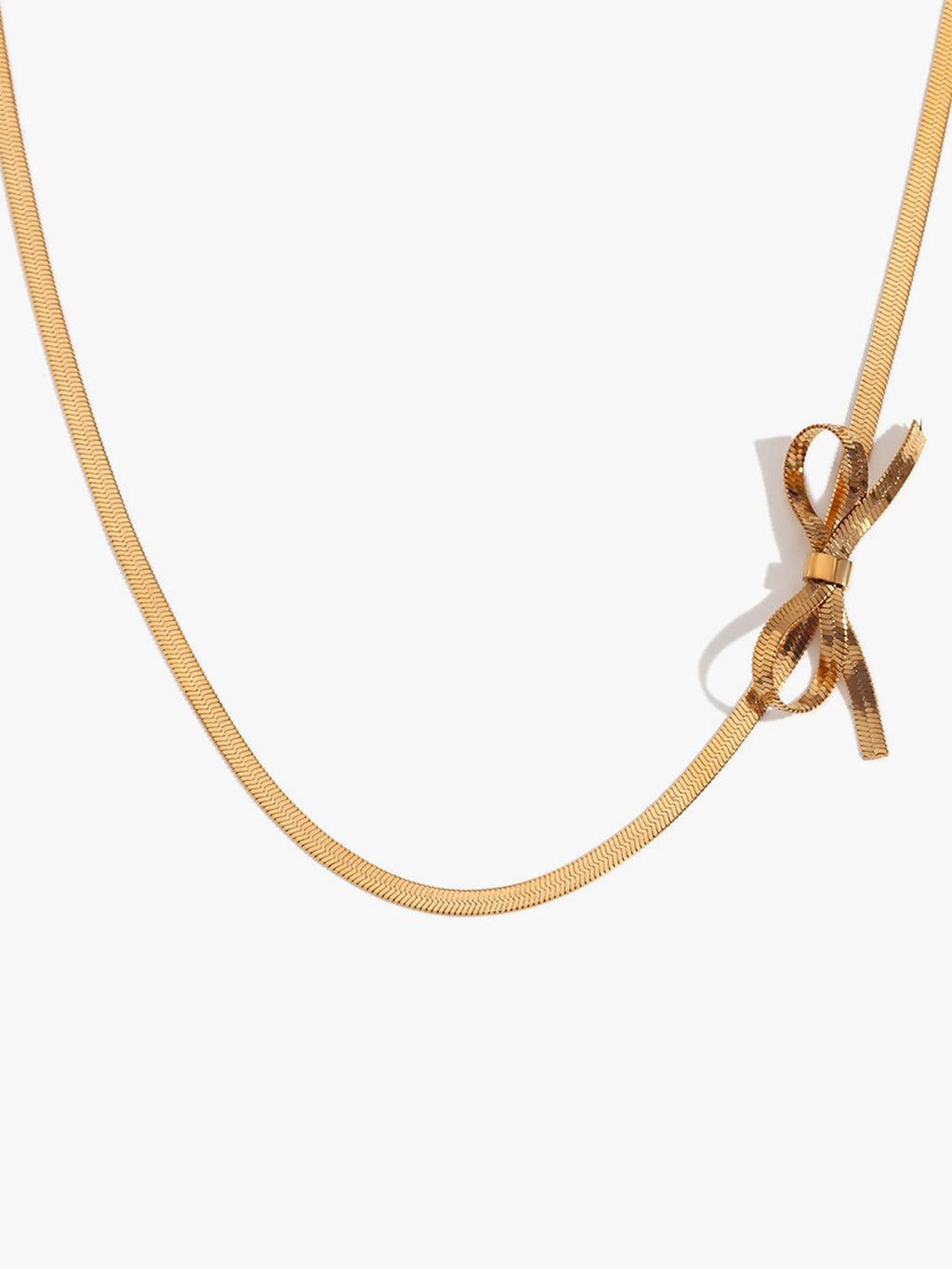 Gold Bow Necklace — Titanium Steel — Svelte Chic