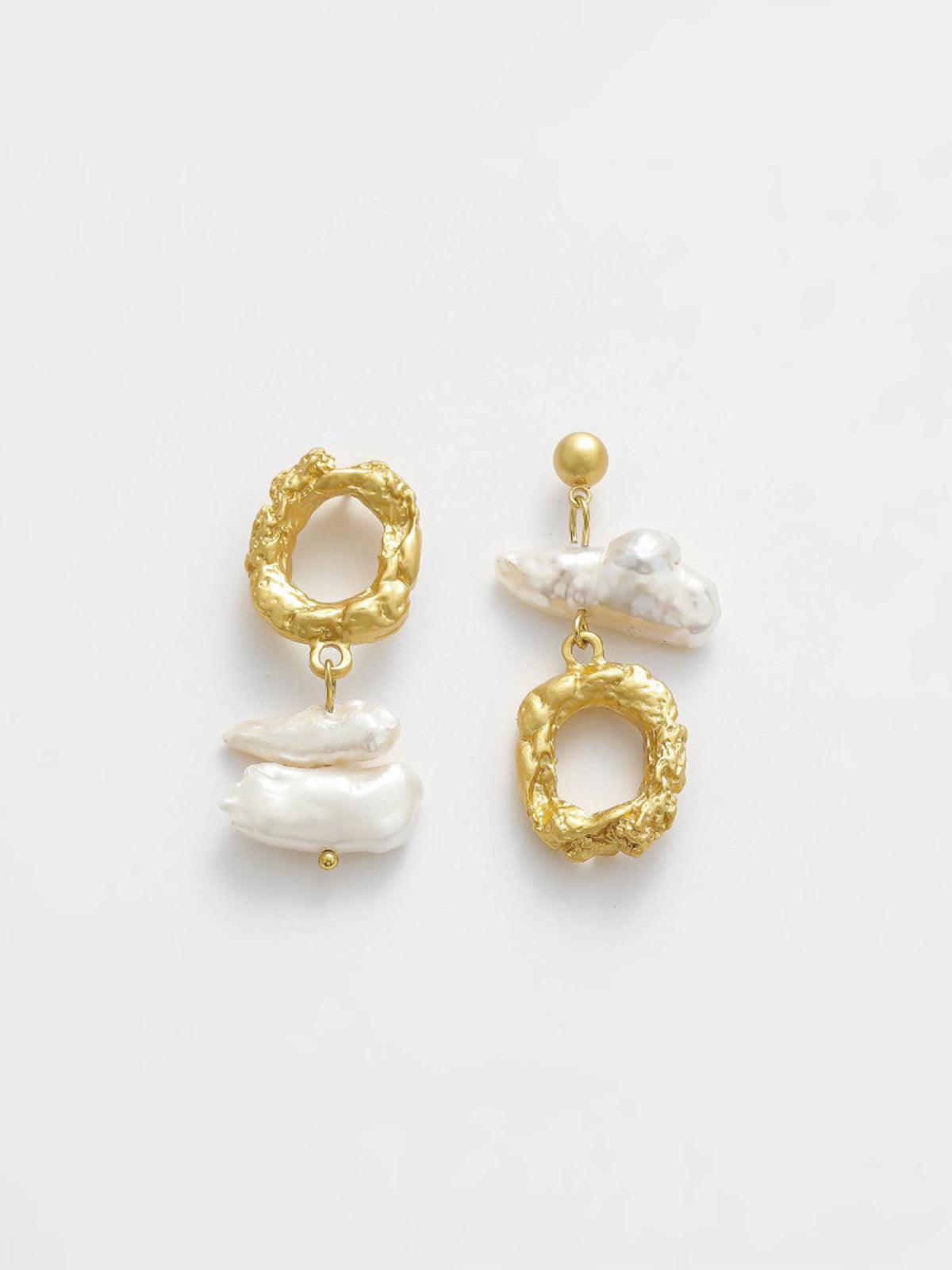 Asymmetric Pearl Earrings in Gold — Svelte Chic