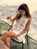 Floral Print Sleeveless Mini Dress in White — Svelte Chic