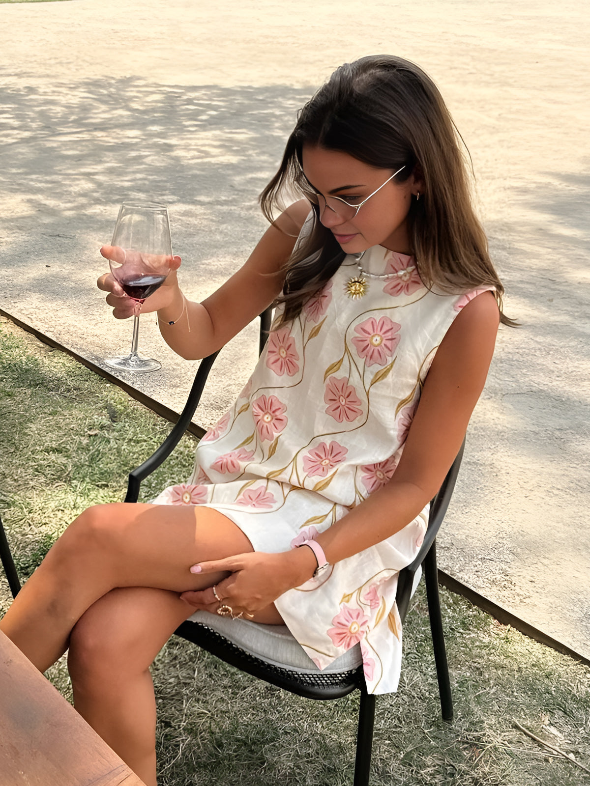 Floral Print Sleeveless Mini Dress in White — Svelte Chic