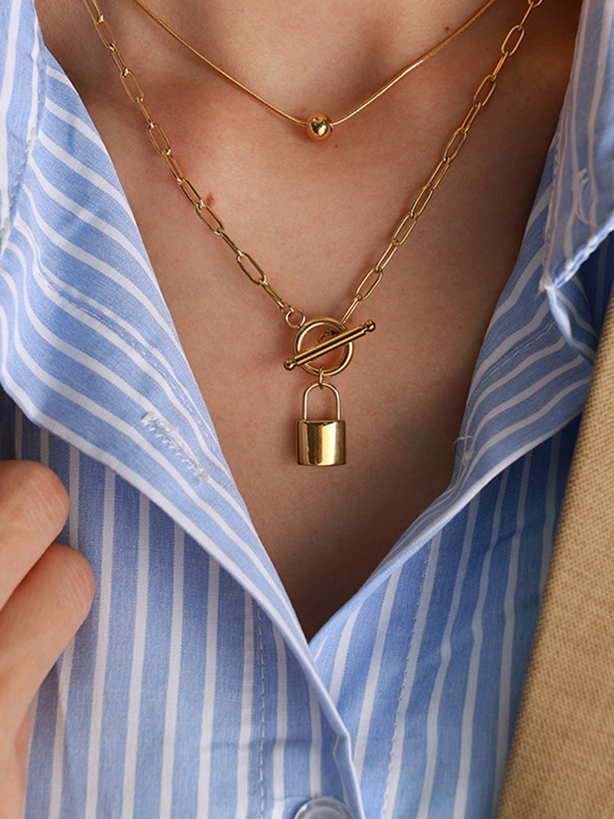 Padlock Necklace in Gold — Svelte Chic