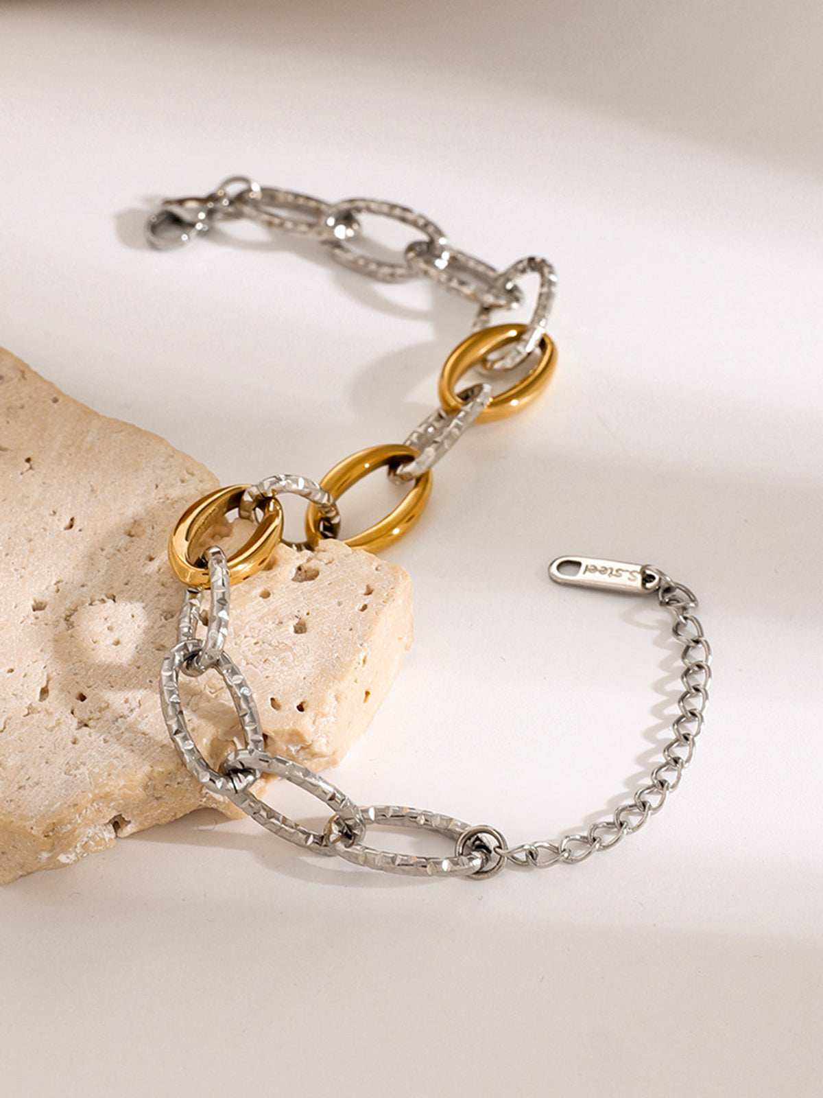 Two-Tone Link Bracelet in Silver — Svelte Chic