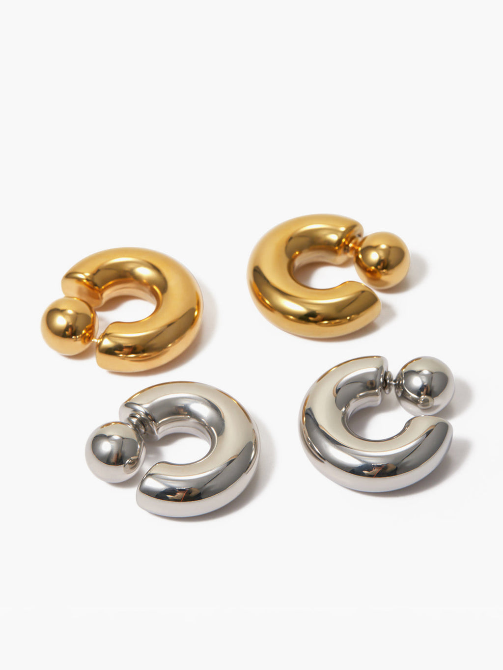 C-Shape Titanium Steel Earrings in Silver — Svelte Chic