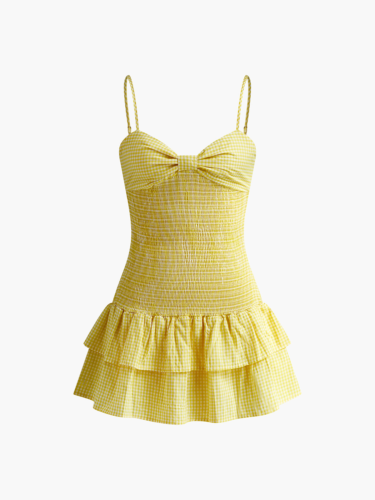 Shirred Backless Ruffle Cami Mini Dress in Yellow — Svelte Chic