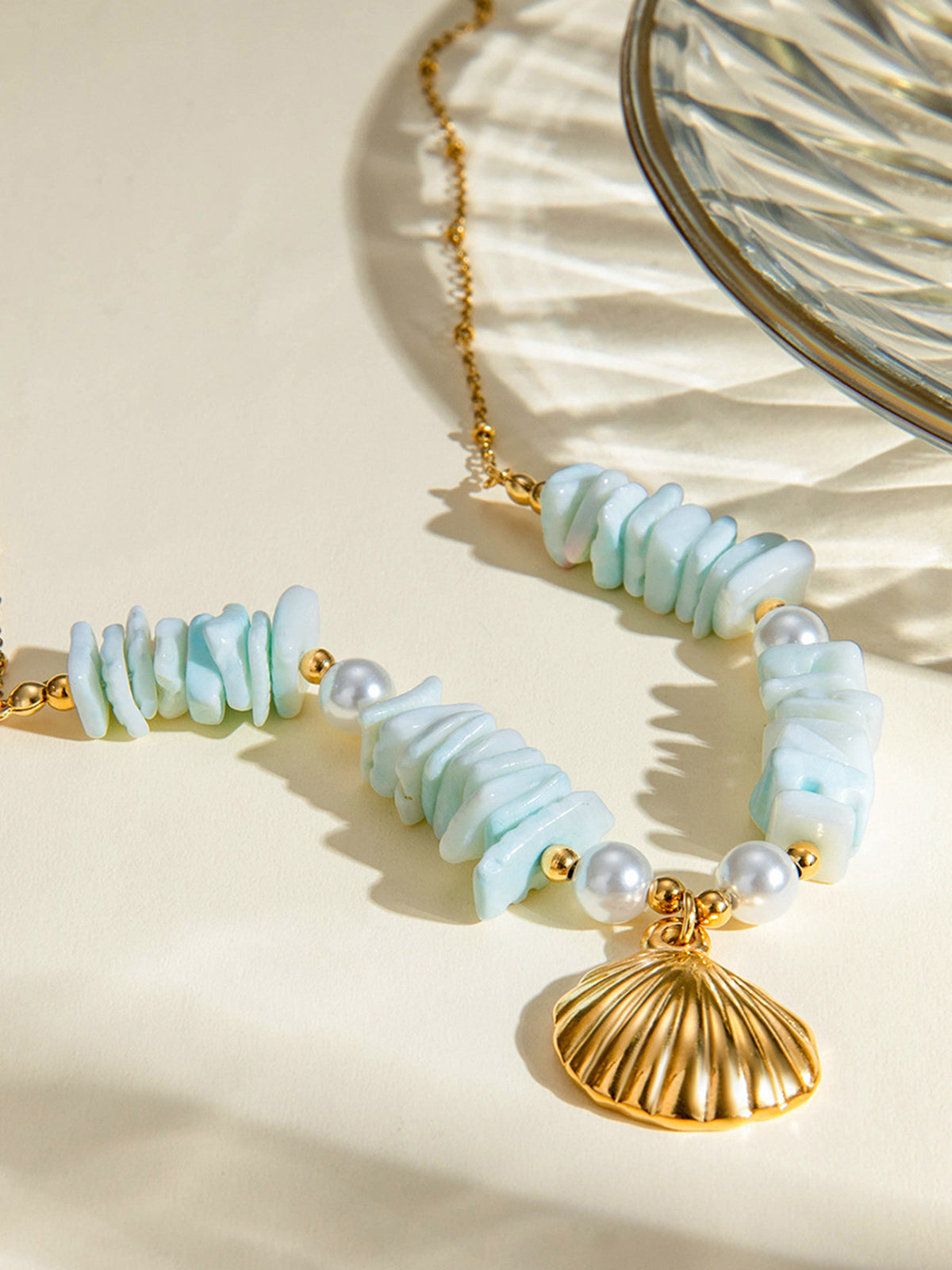 Pearl Shell Necklace in Mint Green — Svelte Chic