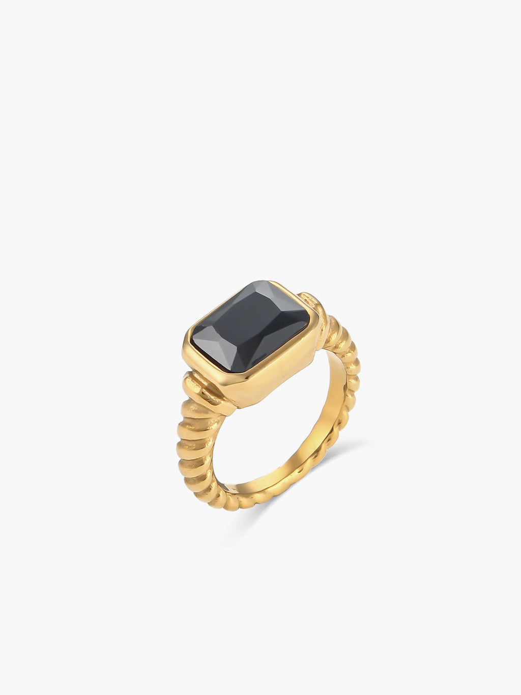 Spiral Gemstone Ring in Black — Svelte Chic