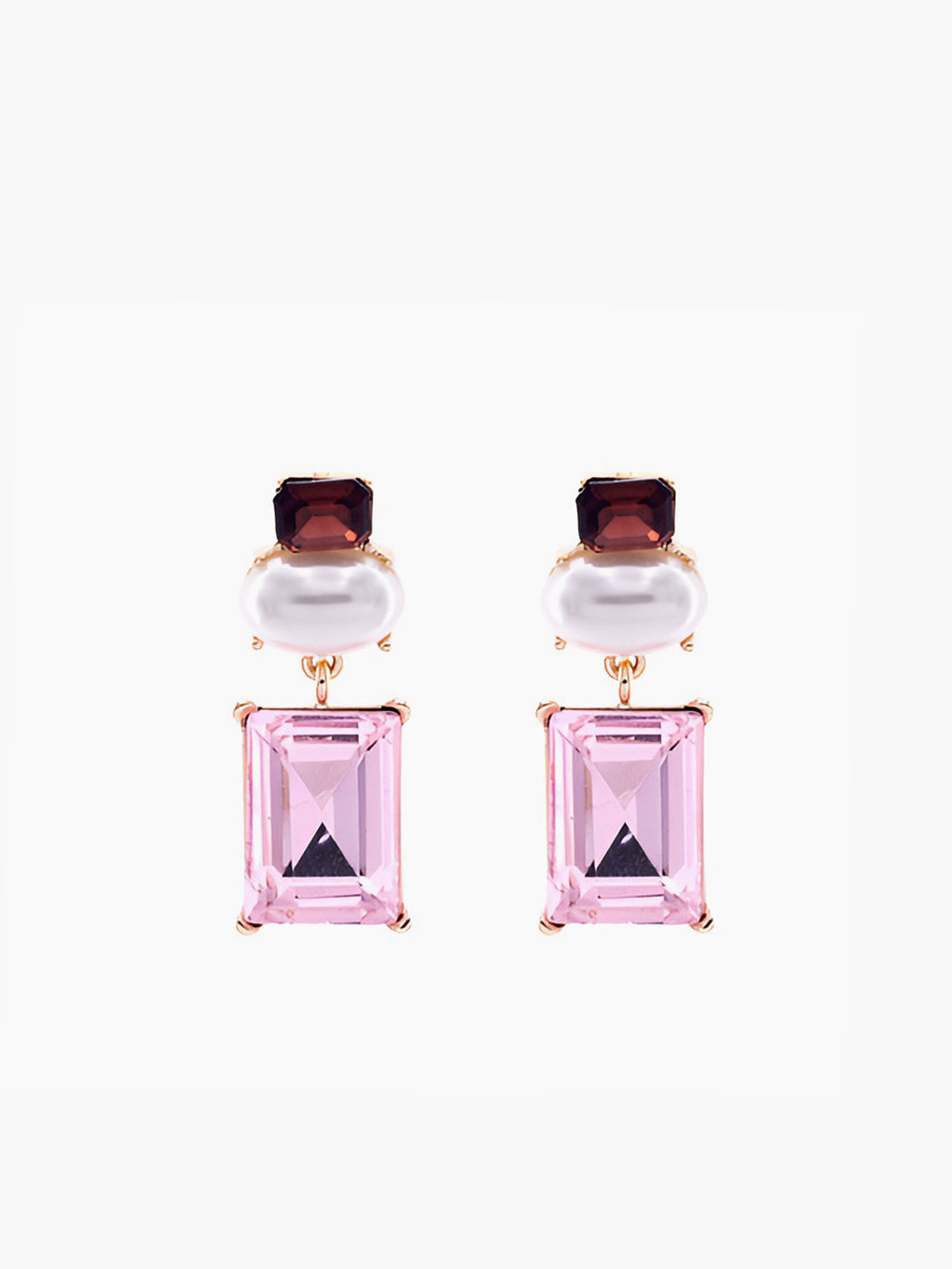 Geometric Rhinestone Drop Earrings in Multicolor — Svelte Chic