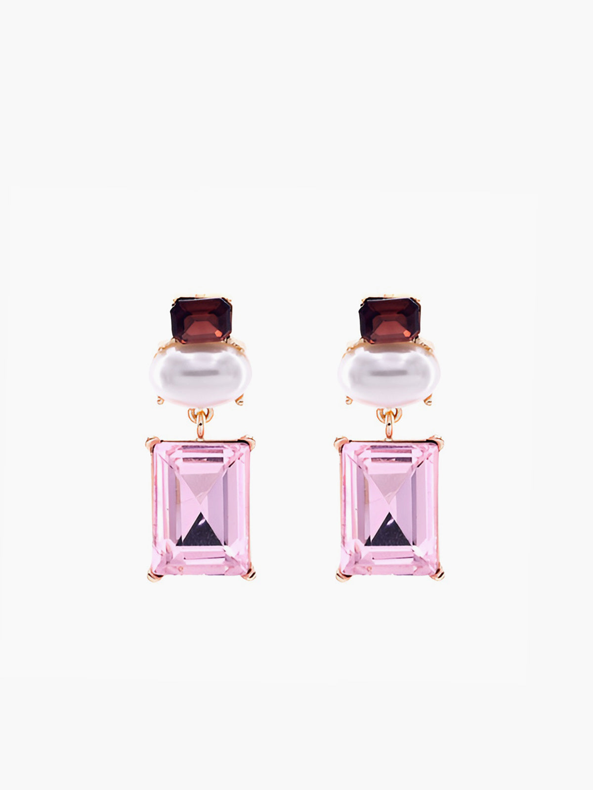 Geometric Rhinestone Drop Earrings in Multicolor — Svelte Chic