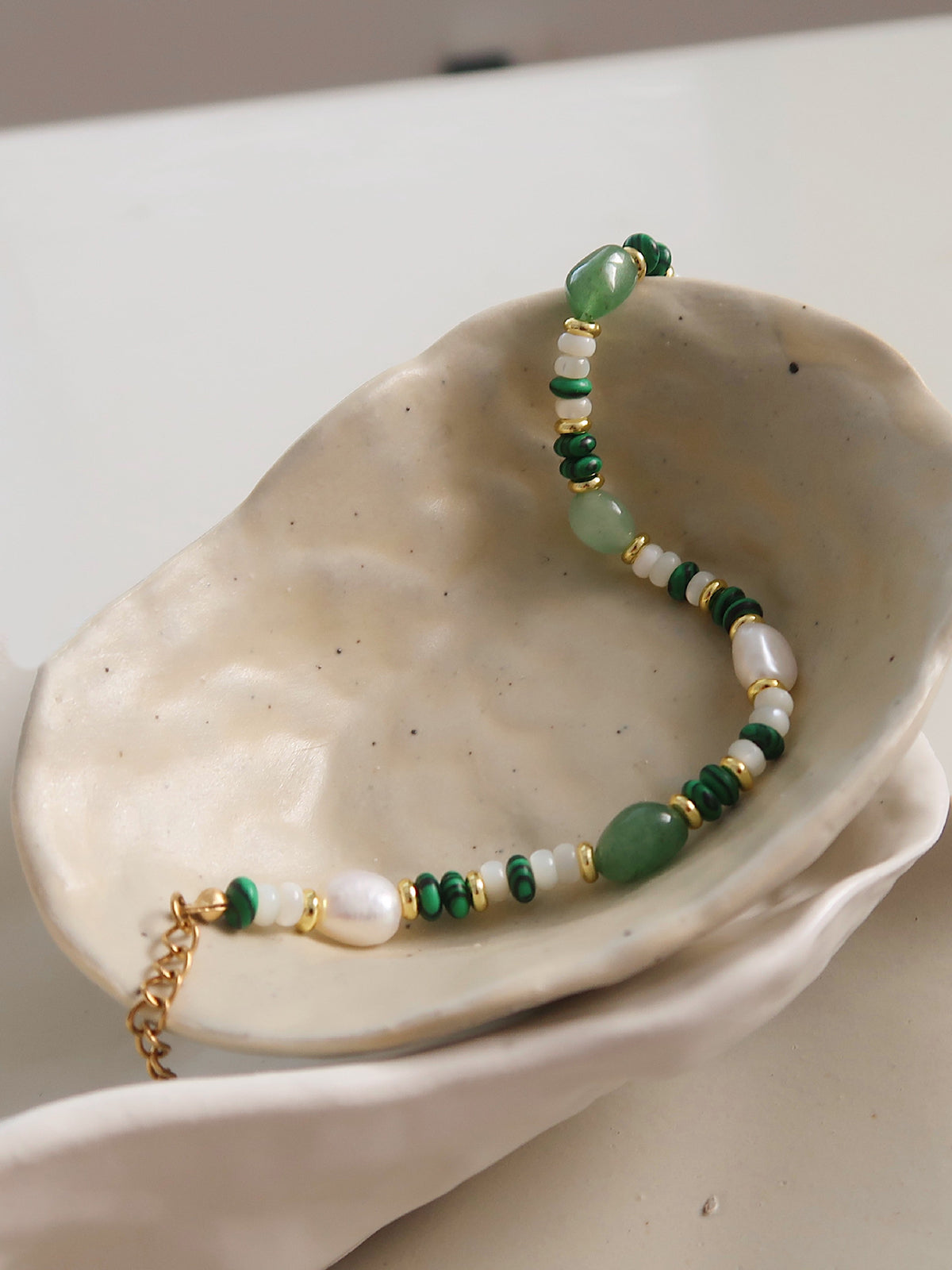 Pearl and Malachite Bracelet — Svelte Chic