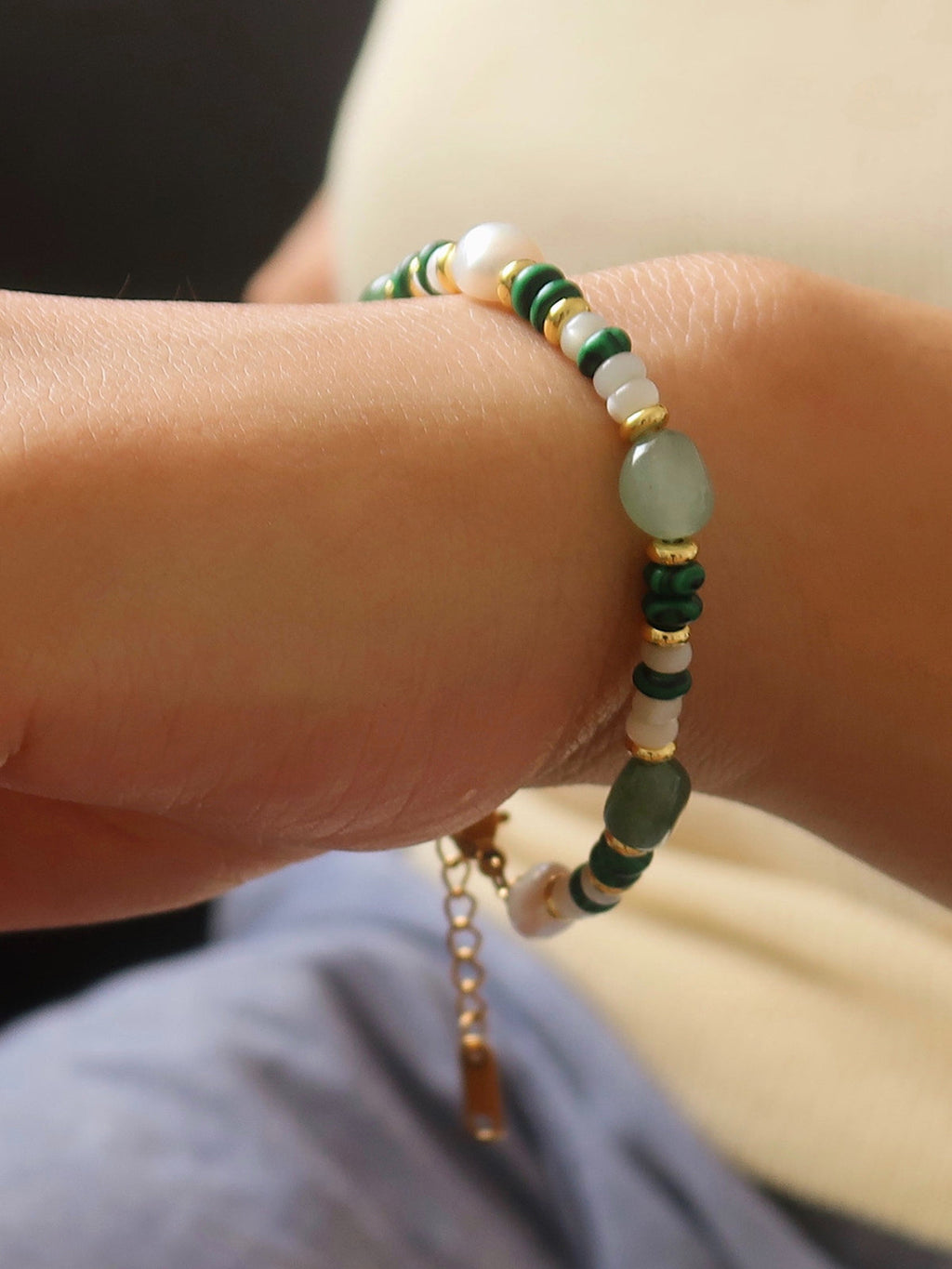 Pearl and Malachite Bracelet — Svelte Chic