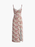 Floral Sweetheart Split Cami Midi Dress in Red — Svelte Chic