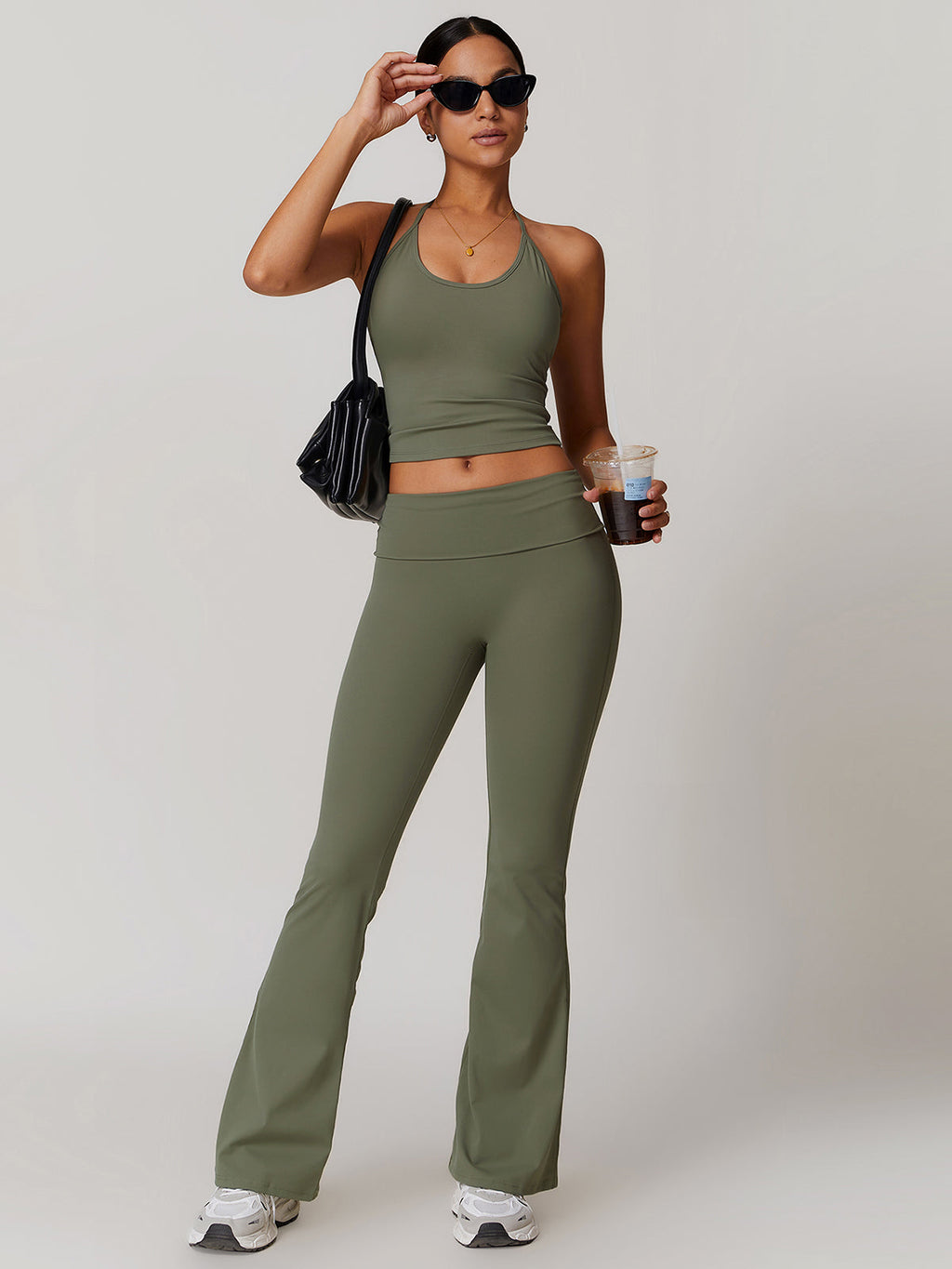 Lace-Up Active Trouser Set in Green — Svelte Chic