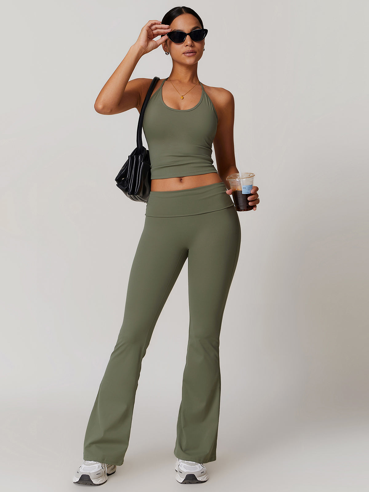 Lace-Up Active Trouser Set in Green — Svelte Chic