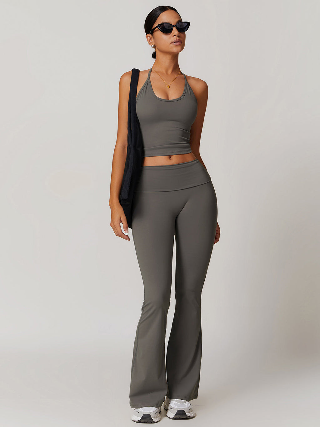 Lace-Up Active Trouser Set in Grey — Svelte Chic