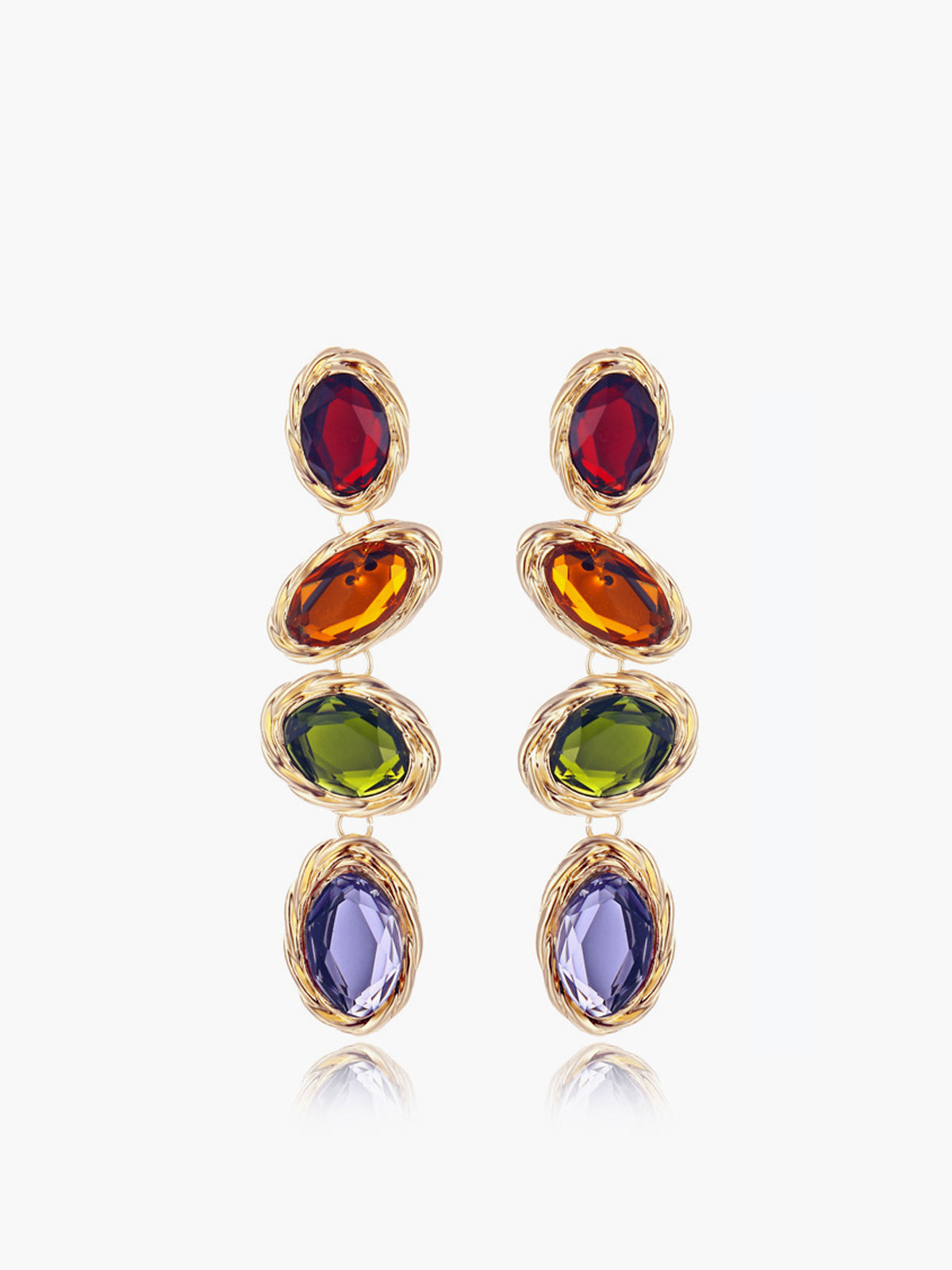 Coloured Rhinestone Earrings in Multicolor — Svelte Chic