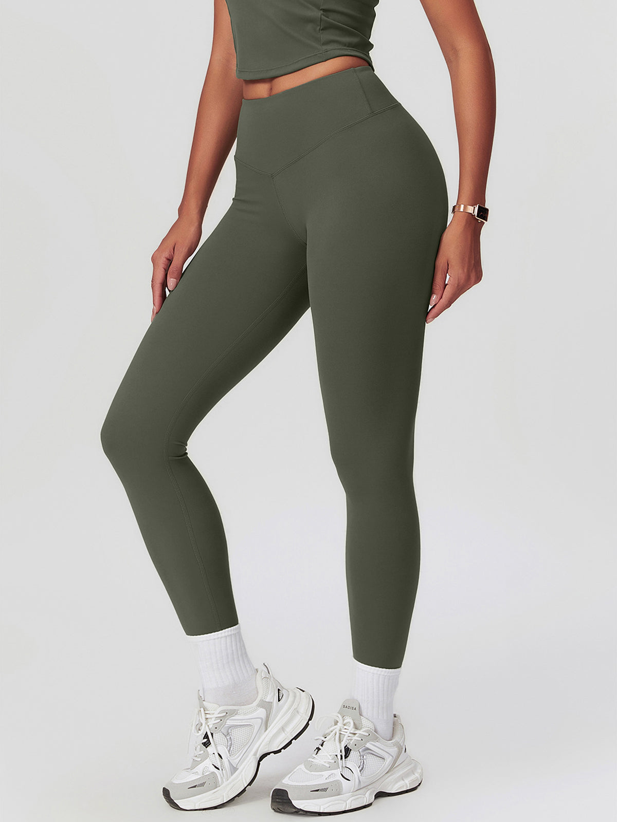 High Waist Sculpting Leggings in Army Green — Svelte Chic