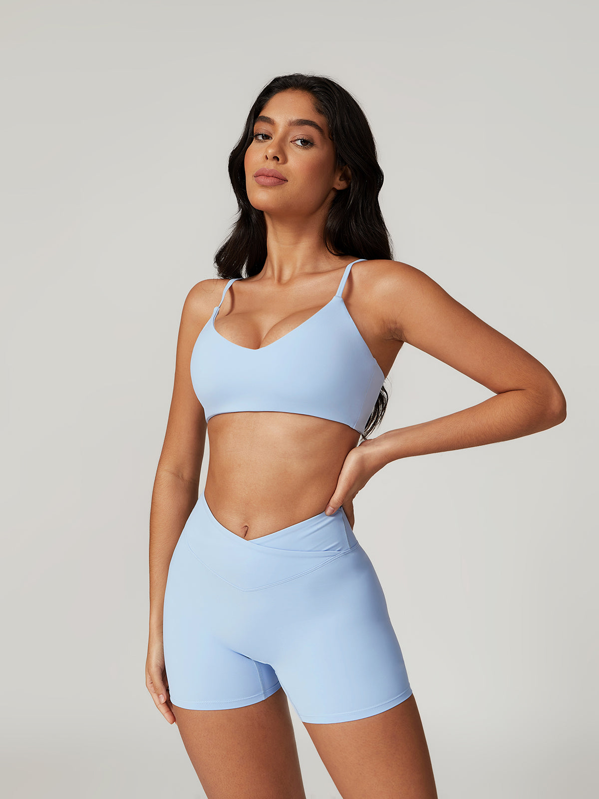 Recycled Quick-Dry Sports Bra in Light Blue — Svelte Chic
