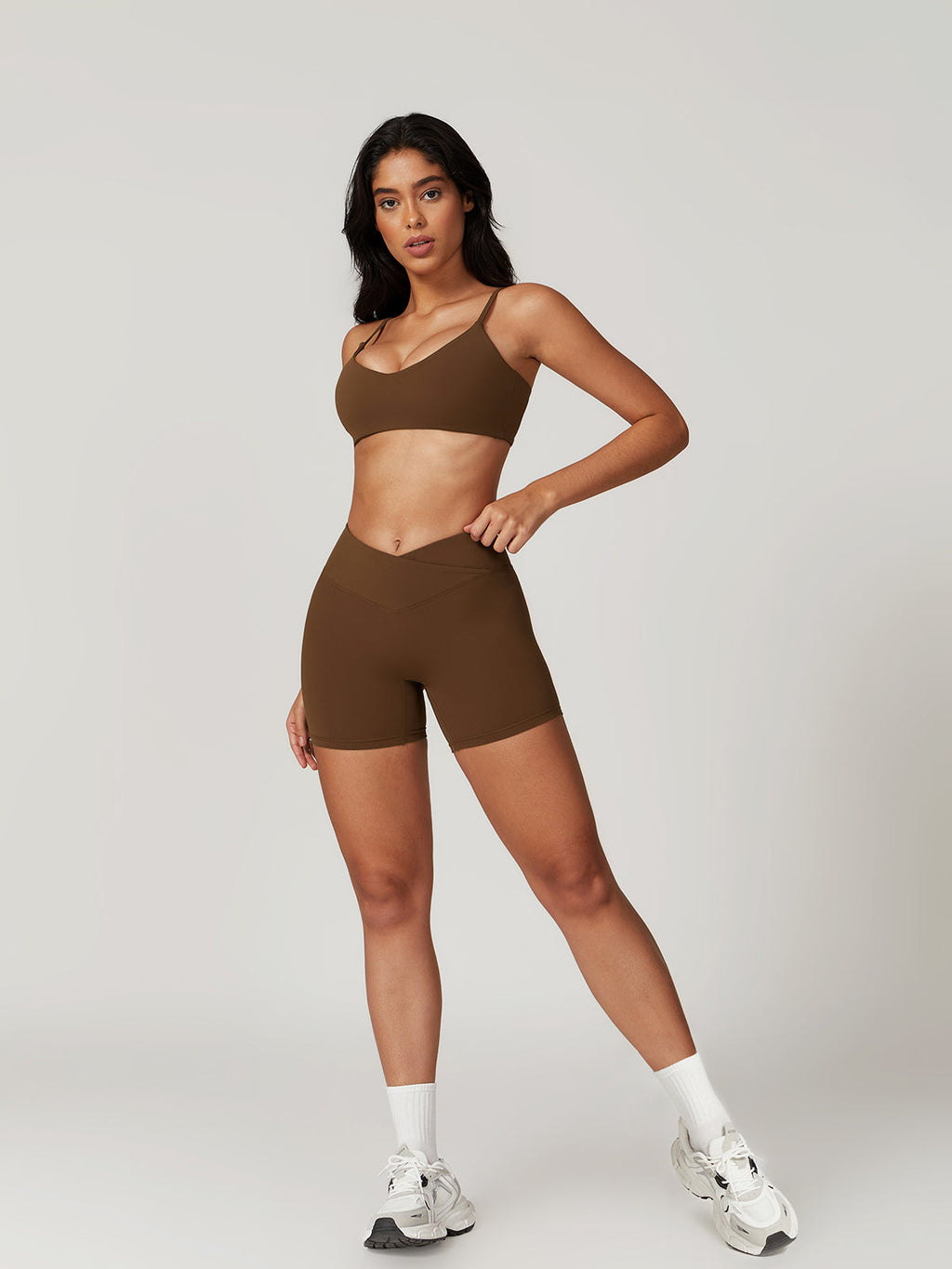 Recycled Quick-Dry Sports Bra in Dark Brown — Svelte Chic