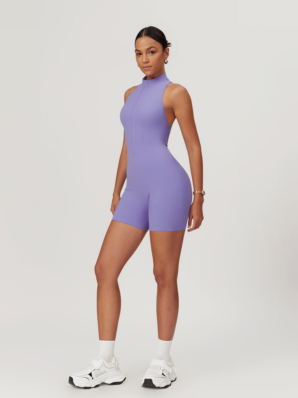 Open Back Zip Seamless Romper — Svelte Chic
