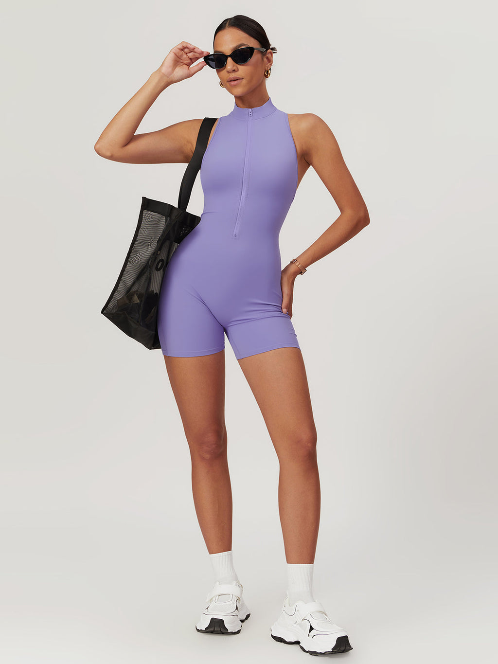 Open Back Zip Seamless Romper — Svelte Chic