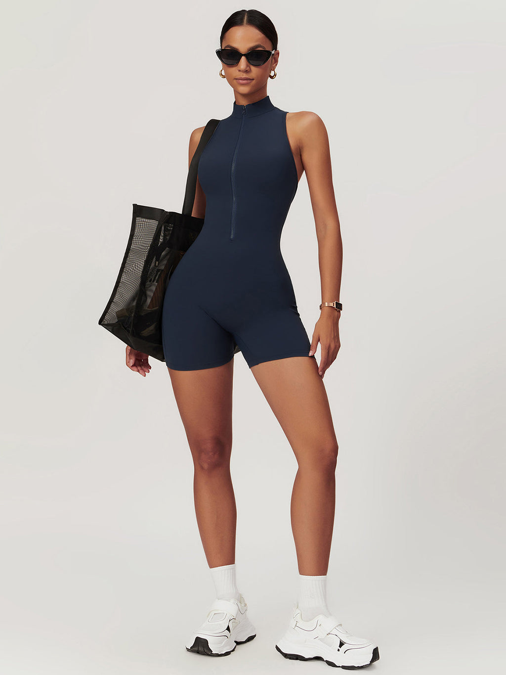 Open Back Zip Seamless Romper — Svelte Chic
