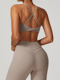 Open Back Sports Bra in Grey — Svelte Chic