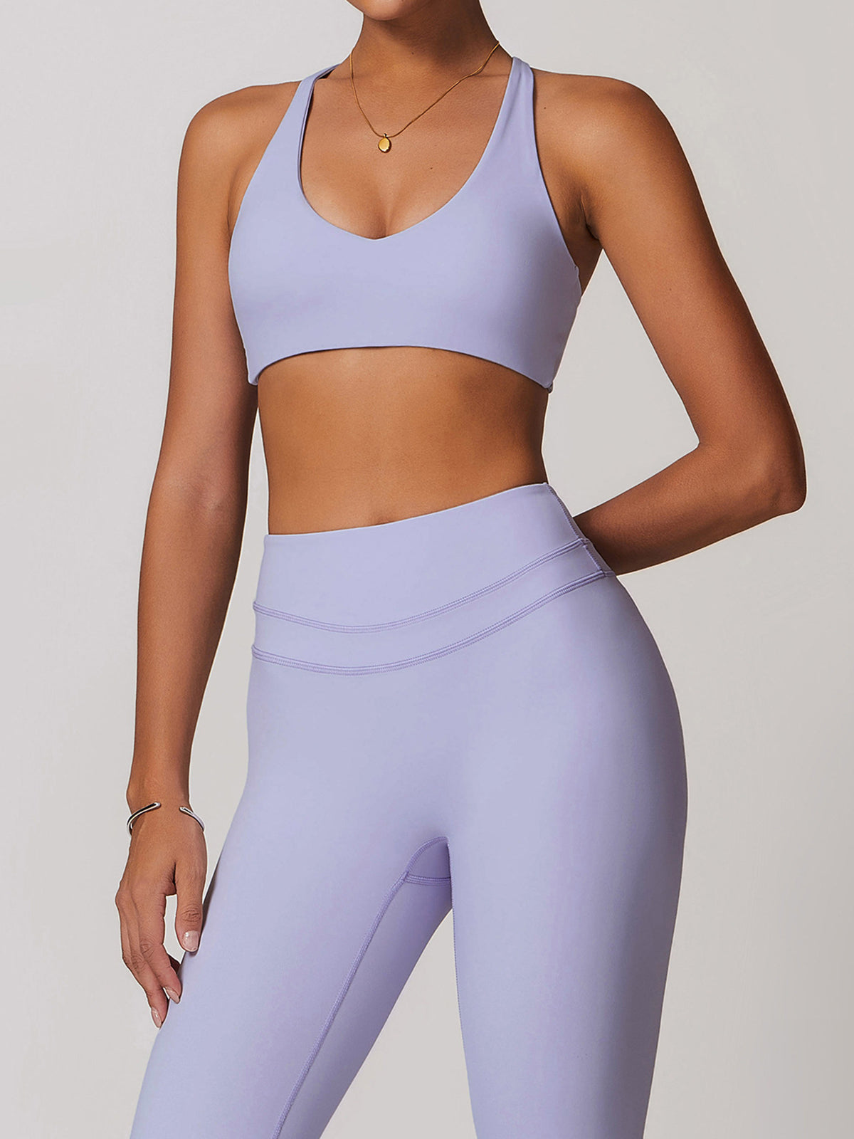 Open Back Sports Bra in Purple — Svelte Chic