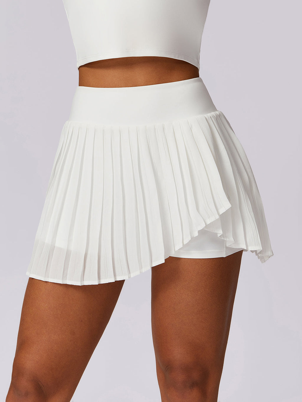Pleated Pocket Active Skirt in White — Svelte Chic