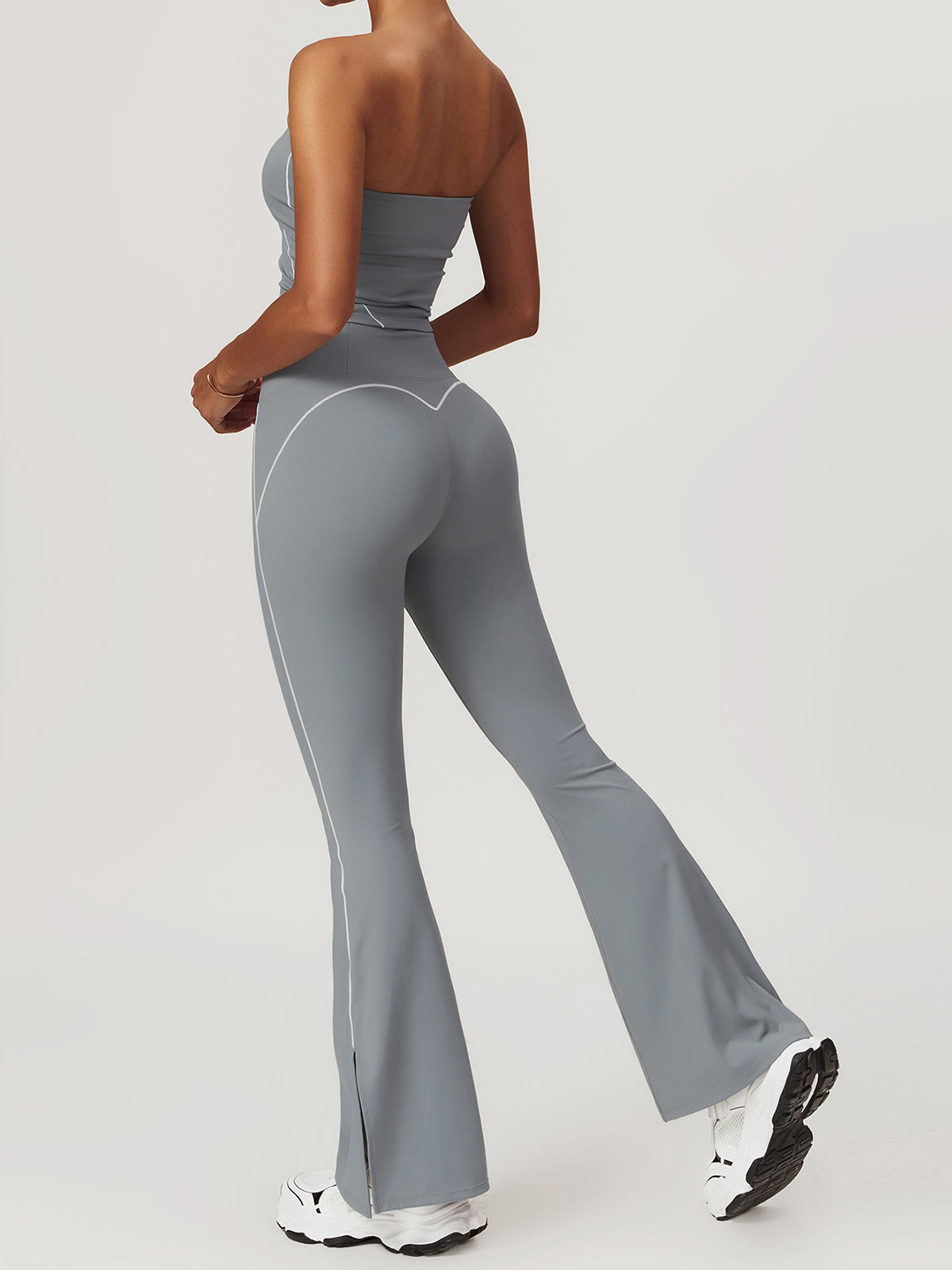 High Waist Flare Leggings in Grey — Svelte Chic