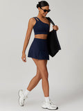 One Shoulder Quick-Dry Sports Bra in Blue — Svelte Chic