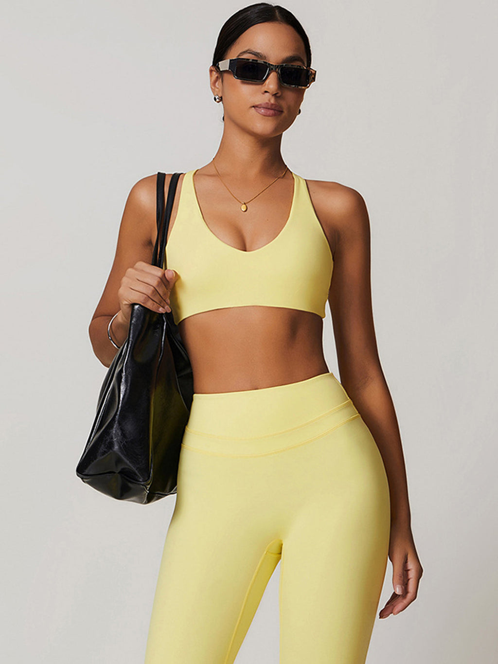 Open Back Sports Bra in Yellow — Svelte Chic