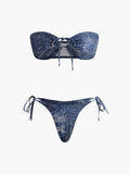 Vintage Strapless Bikini Set in Navy — Svelte Chic