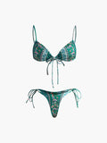 Floral Tie-Front Bikini Set in Green — Svelte Chic