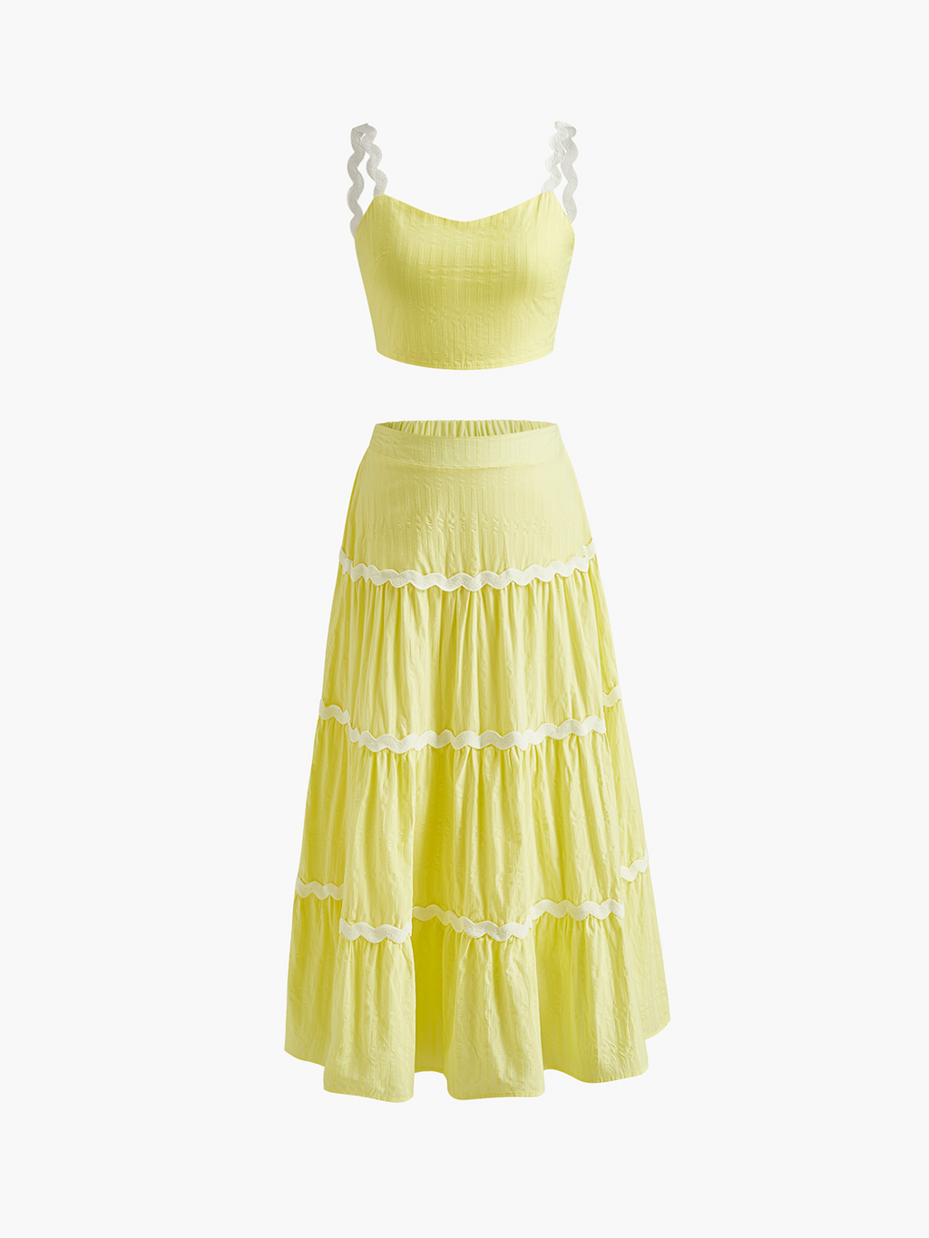 Contrast Binding Pleated Skirt Set in Yellow — Svelte Chic