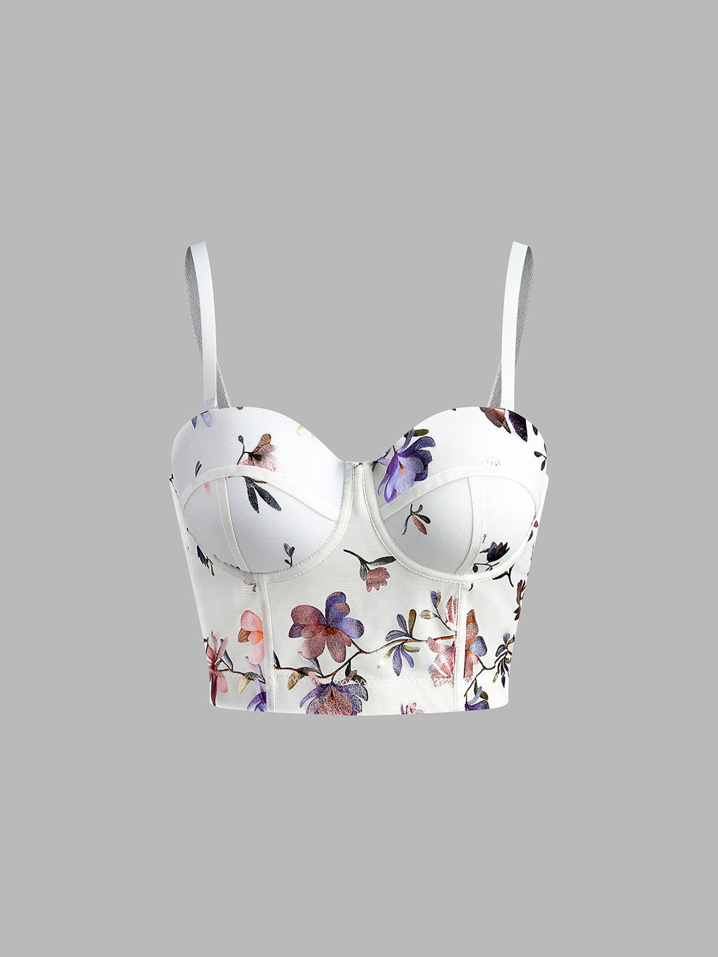 Floral Print Corset Top in White — Svelte Chic
