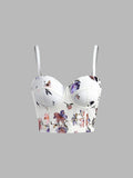 Floral Print Corset Top in White — Svelte Chic