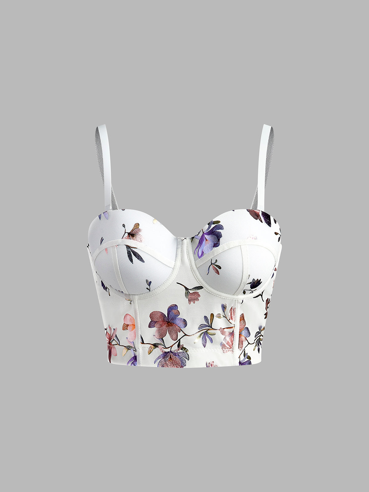 Floral Print Corset Top in White — Svelte Chic