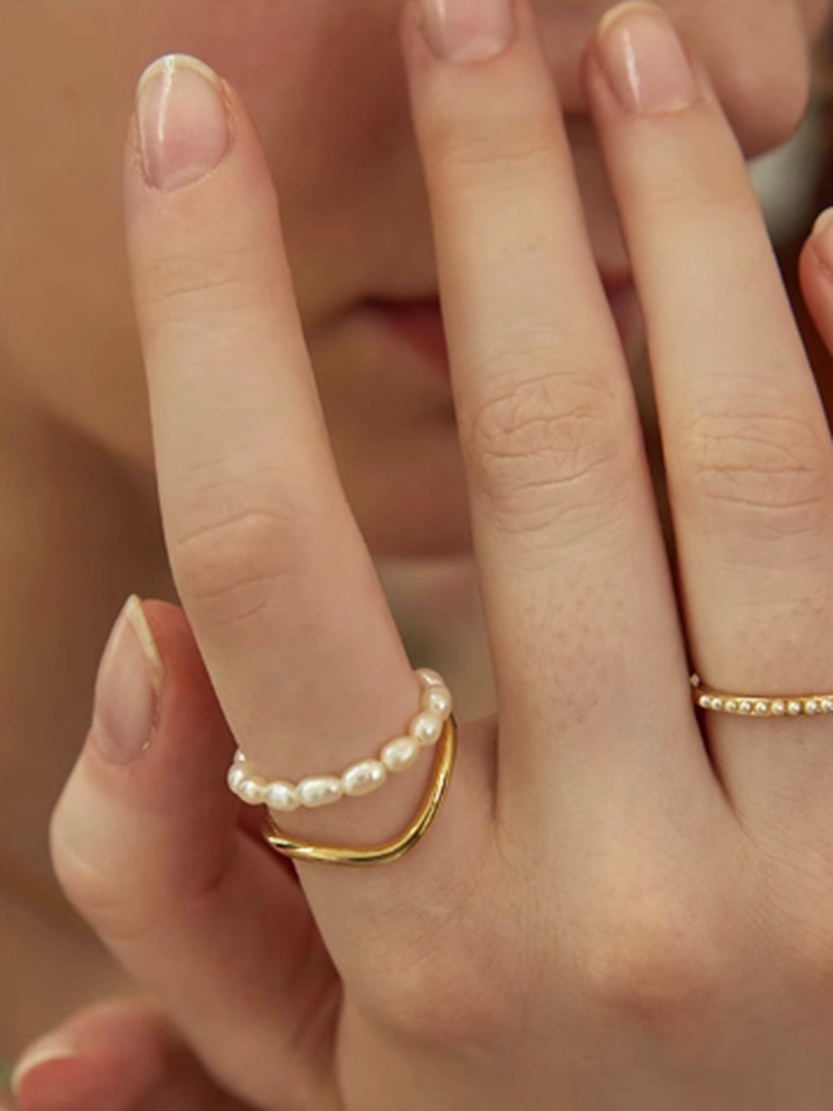 Double Layer Pearl Ring — Svelte Chic