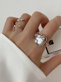 Minimalist Full Moon Pearl Ring in Silver — Svelte Chic